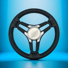 Gussi Italia Marine Steering Wheel Black Brush Metal Spokes | Silver Plain