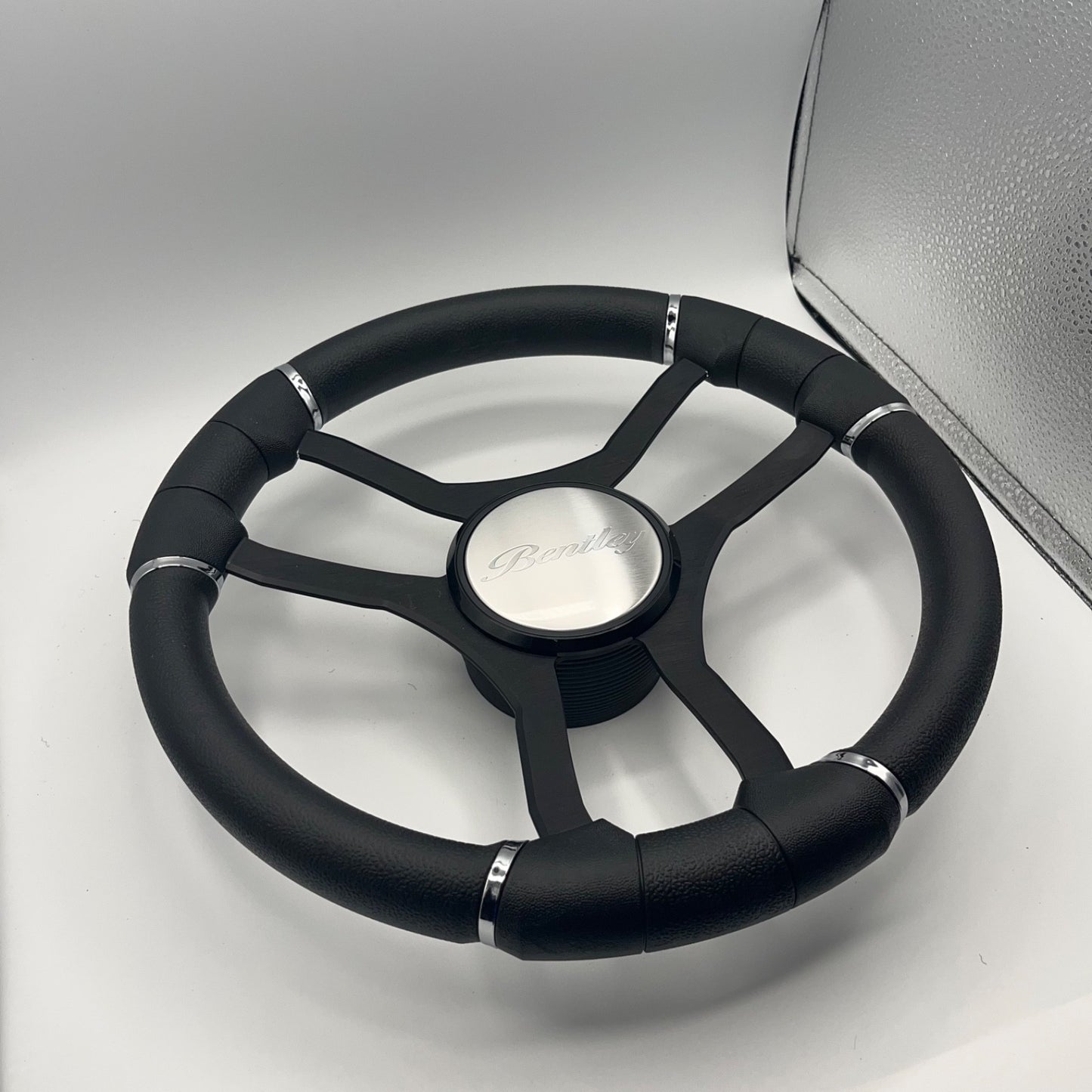 Malera Boat Steering Wheel Black Aluminum Spokes | Bentley