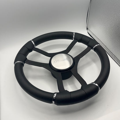 Malera Boat Steering Wheel Black Aluminum Spokes | Bentley