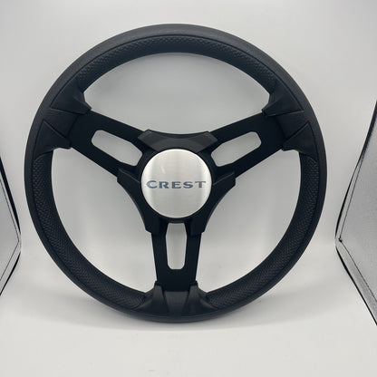 Gussi Italia Boat Model 15 Steering Wheel Black Brushed Alum Spokes |Blk Crest