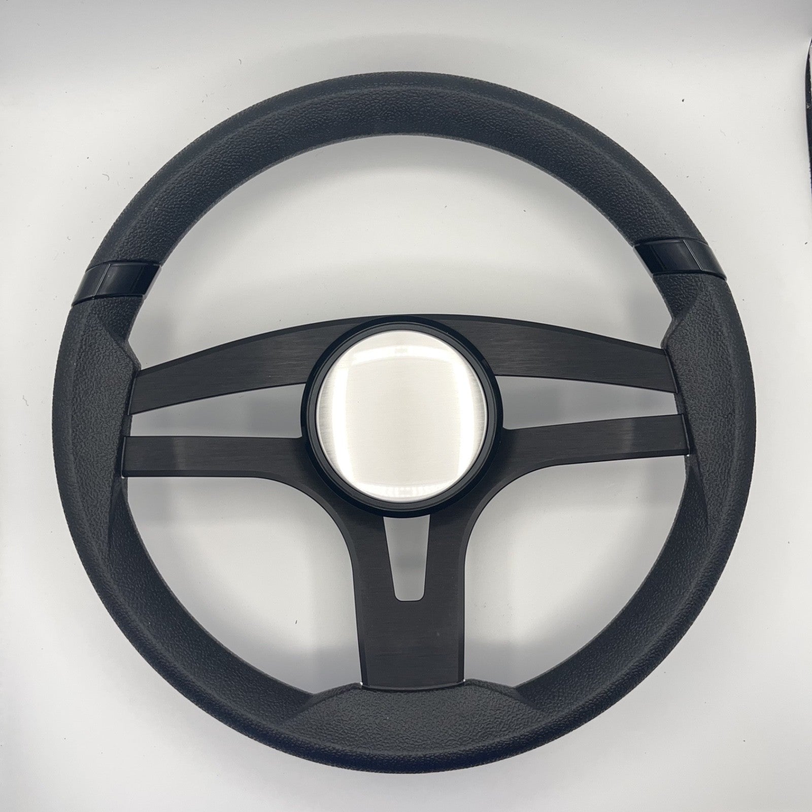 Badia Boat Steering Wheel Brushed Black Aluminum Spokes - Plain
