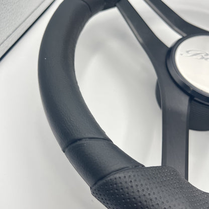 Molinara Marine Steering Wheel Black Brushed Alum Spokes | Lowe Boats
