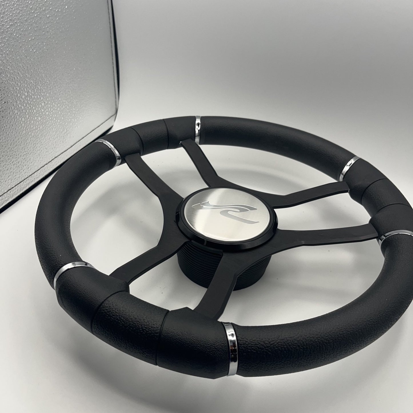 Malera Boat Steering Wheel Black Aluminum Spokes | SeaRay Boats