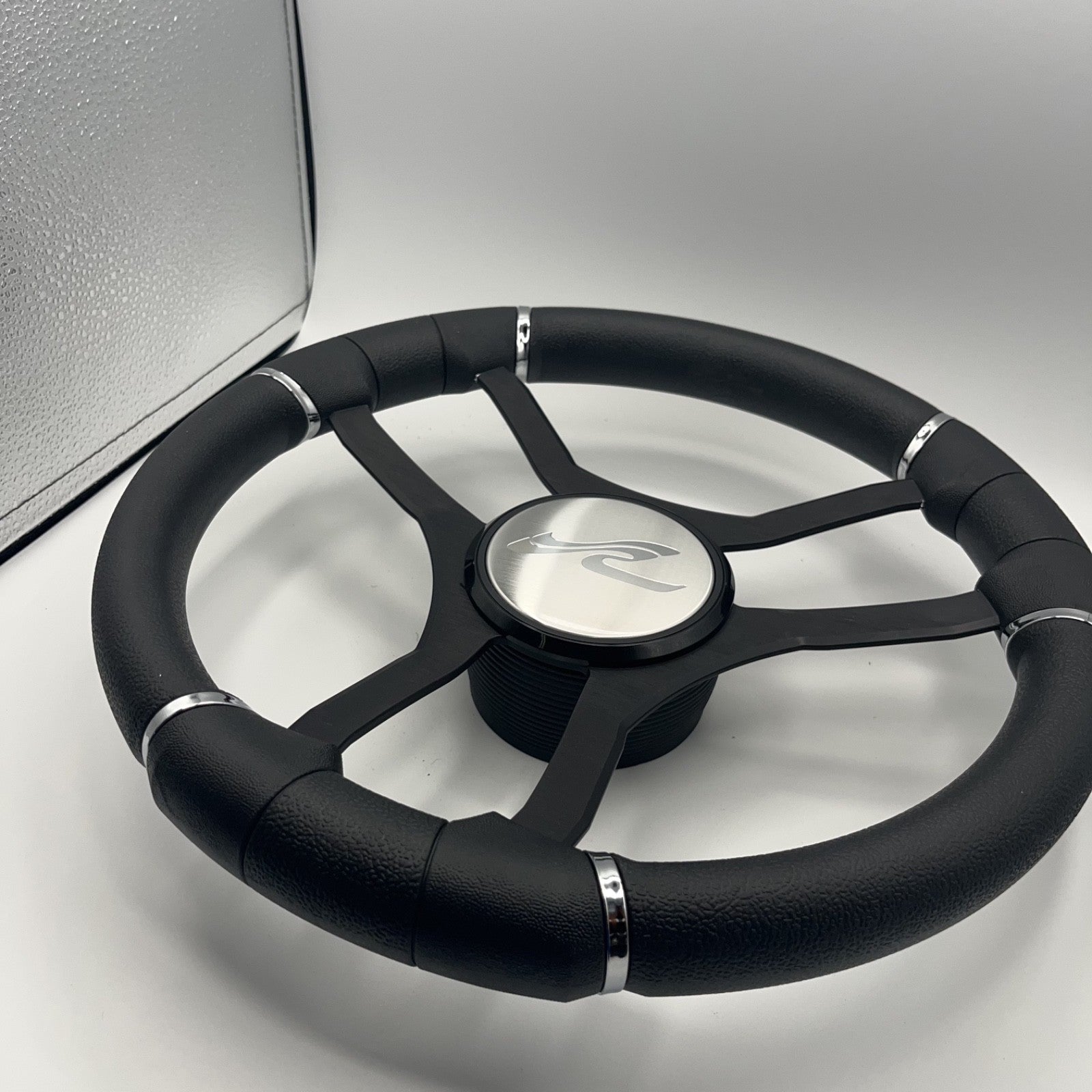 Malera Boat Steering Wheel Black Aluminum Spokes | SeaRay Boats