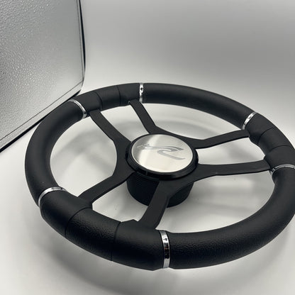Malera Boat Steering Wheel Black Aluminum Spokes | SeaRay Boats