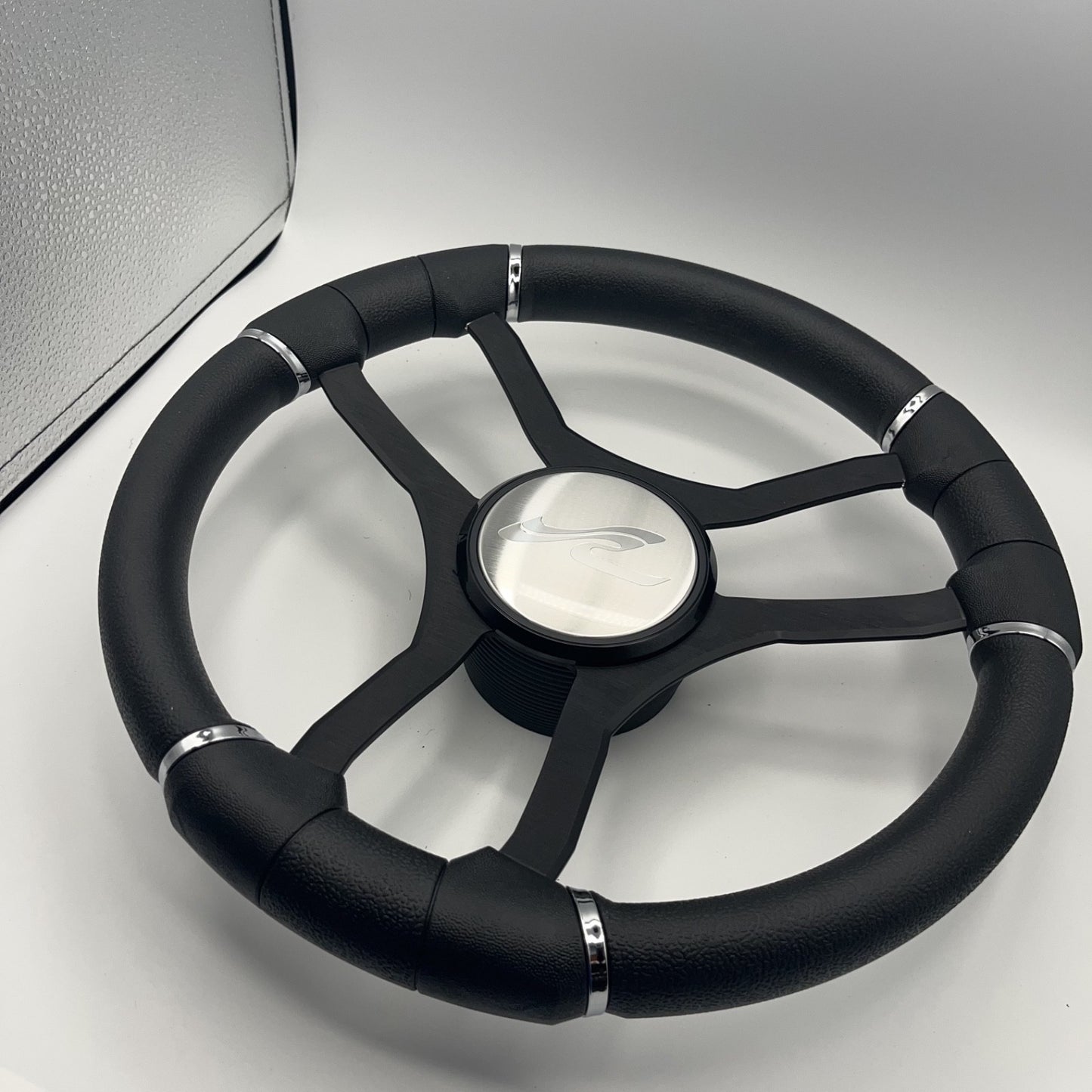 Malera Boat Steering Wheel Black Aluminum Spokes | SeaRay Boats