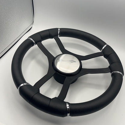 Malera Boat Steering Wheel Black Aluminum Spokes | SeaRay Boats