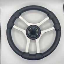 Malera Boat Steering Wheel Brushed Aluminum Spokes | LG Black Snap-in