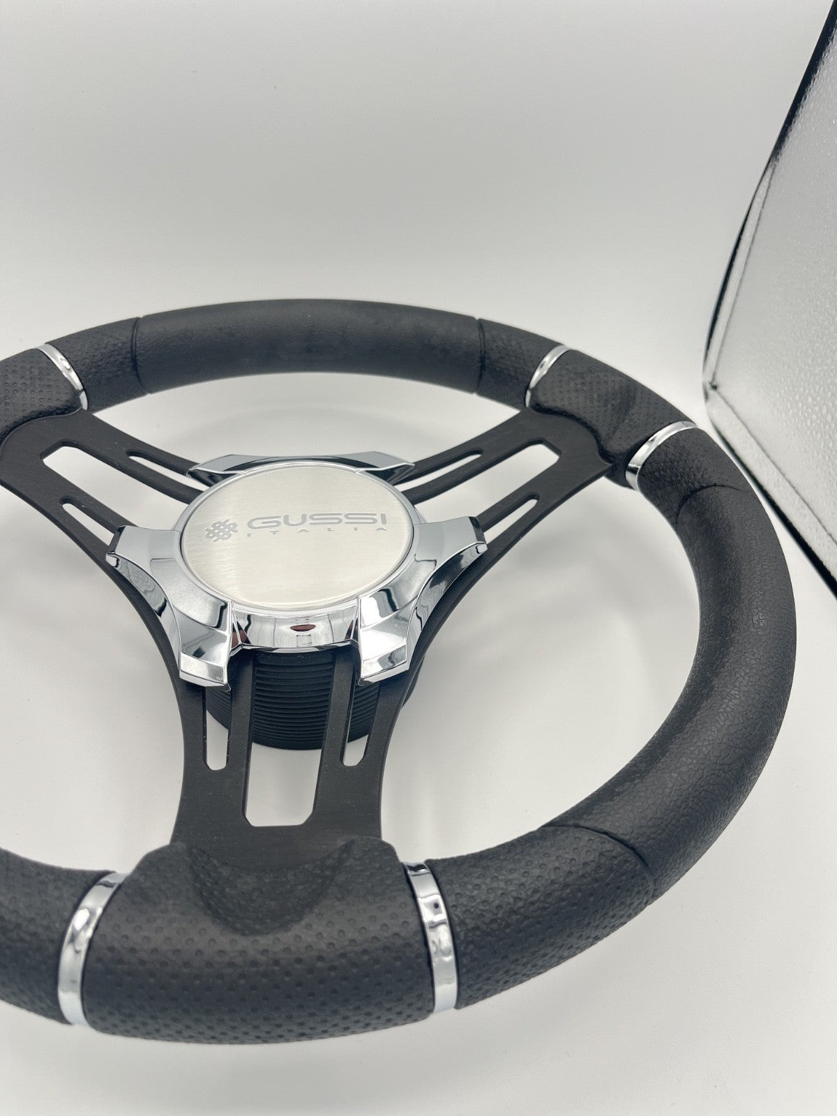 Gussi Italia Boat Steering Wheel Black Brushed Alum Spokes | Gussi Italia