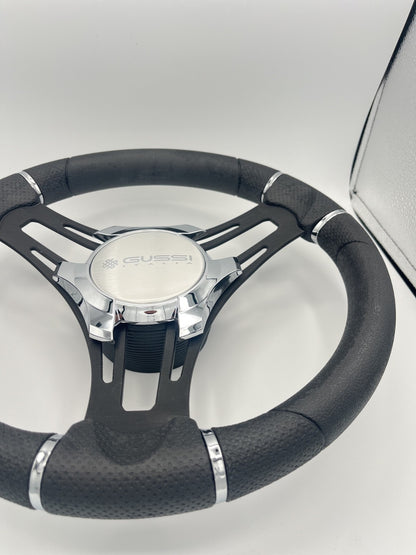 Gussi Italia Boat Steering Wheel Black Brushed Alum Spokes | Gussi Italia