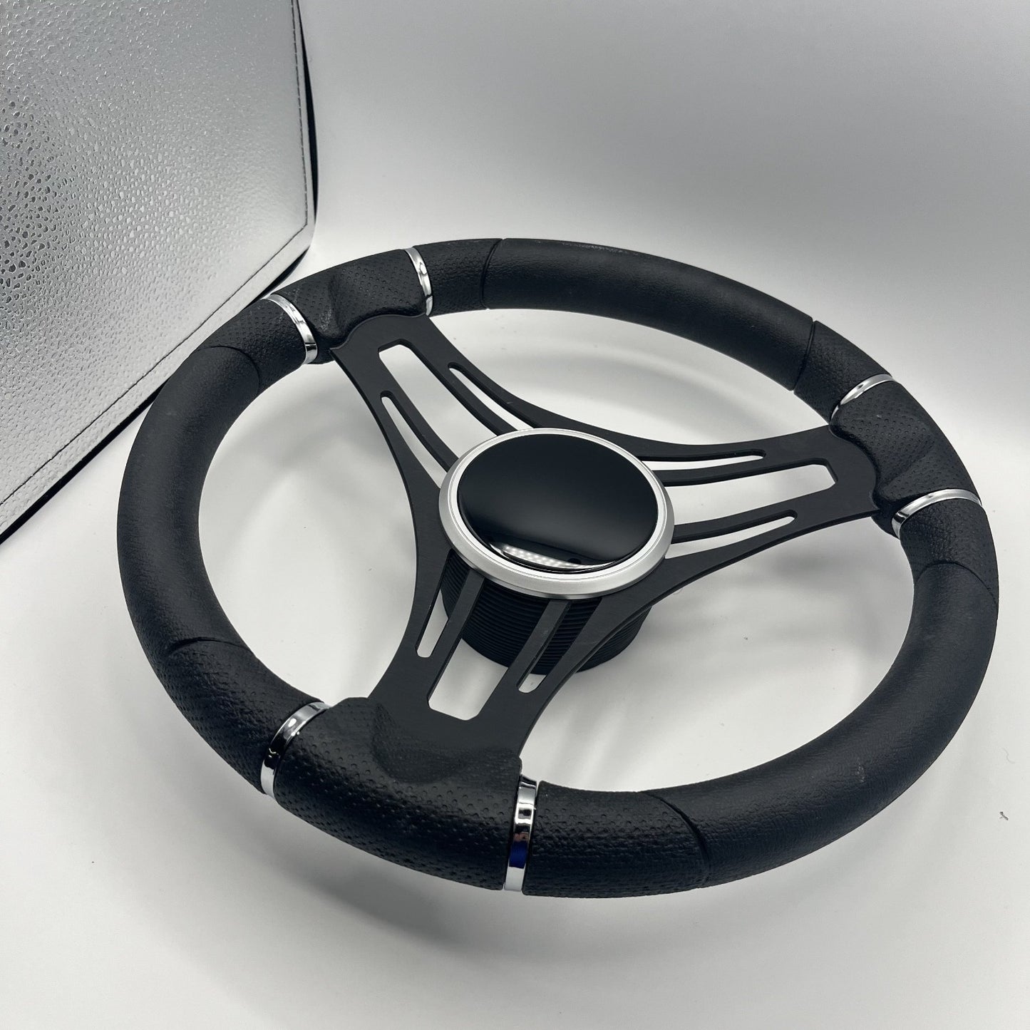 Gussi Italia Boat Steering Wheel Black Brushed Alum Spokes | Black Dome