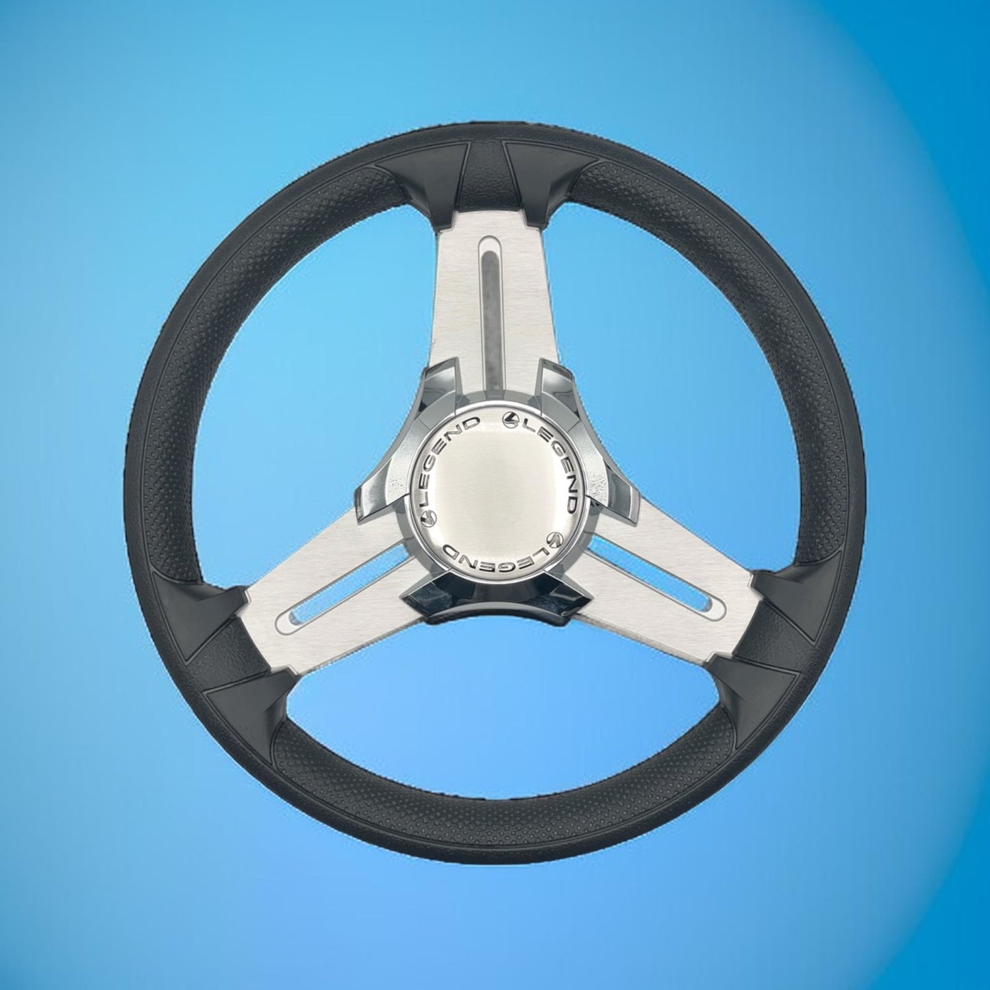 Model 15 Marine Steering Wheel Brushed Aluminum Spokes | Legend Boats