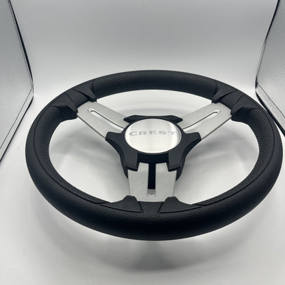 Model 15 Marine Steering Wheel Brush Alum Spokes | Crest Boats Logo