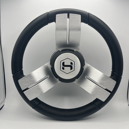 Gussi Italia Boat Steering Wheel Black Aluminum Spoke | Harris