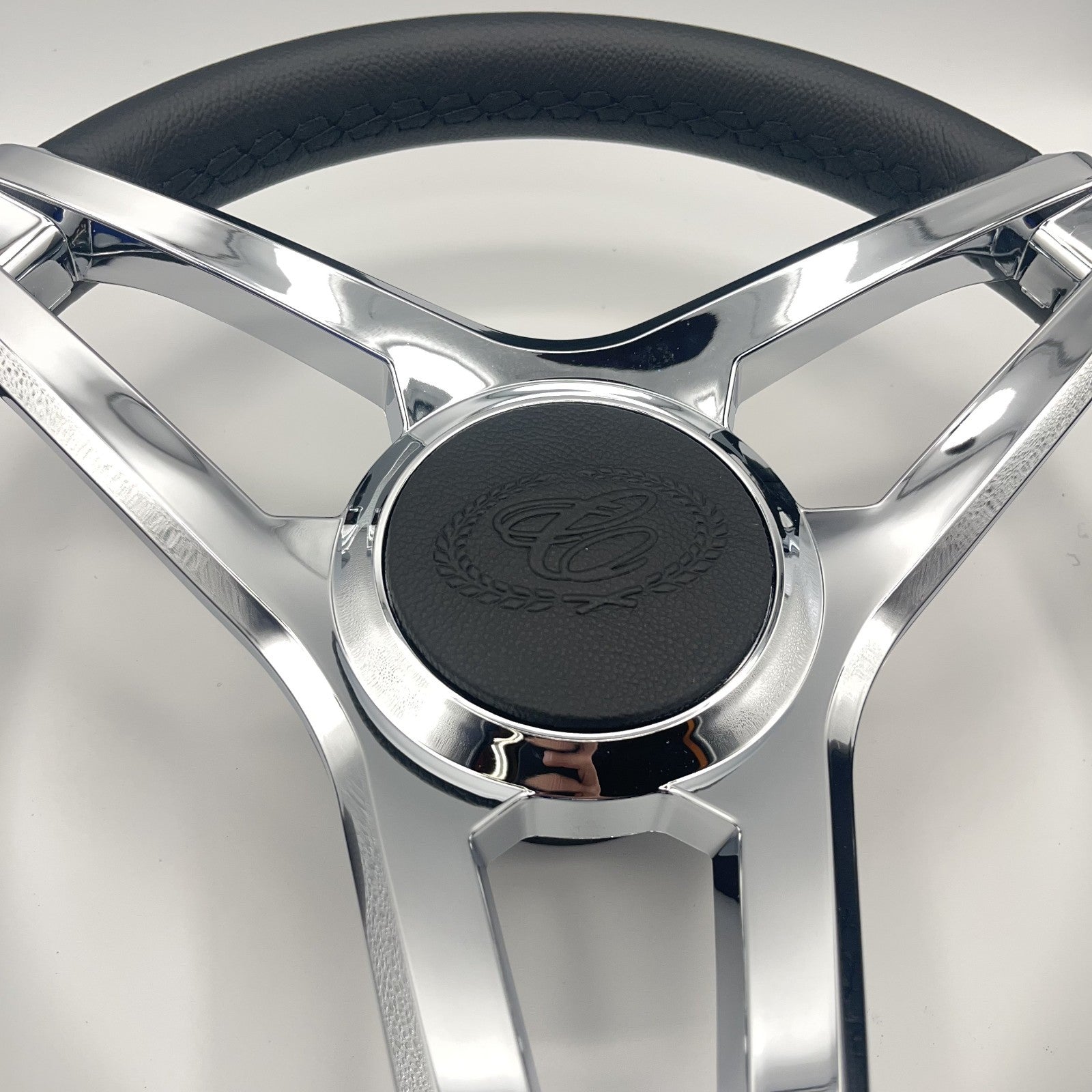 Cobalt Boat Steering Wheel Plastic Spoke Leather Stitched Rim | Cobalt Logo