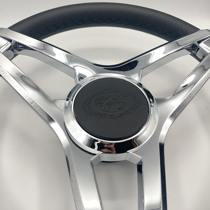 Cobalt Boat Steering Wheel Plastic Spoke Leather Stitched Rim | Cobalt Logo