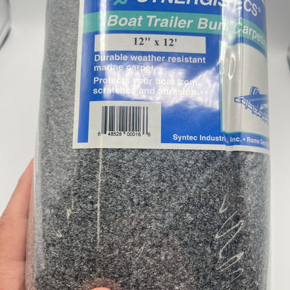 Syntec 12" x 12' Charcoal Trailer Bunk Carpeting for Boat Trailers - 16oz