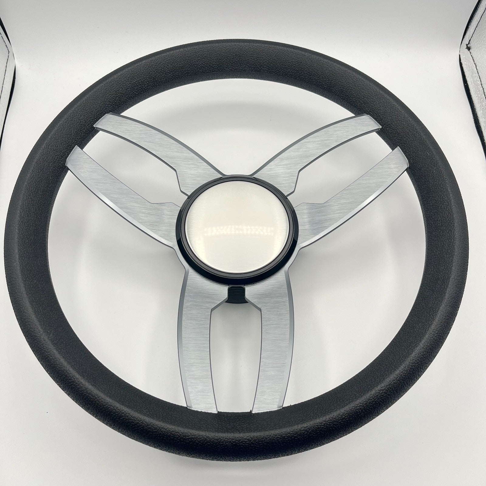 Cabrio Boat Steering Wheel Gray Brushed Alum Spoke | Plain