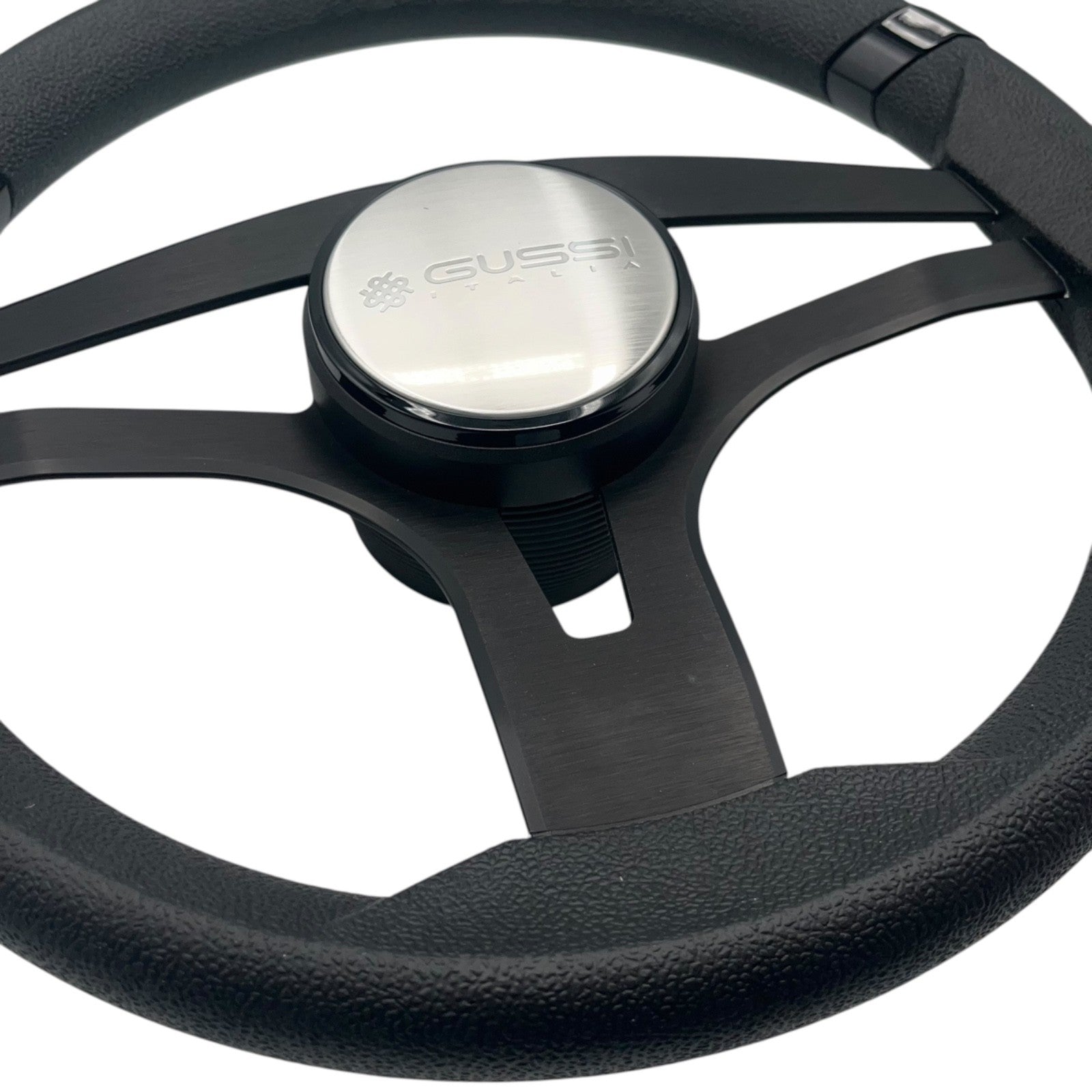 Badia Boat Steering Wheel Brushed Black Aluminum Spokes
