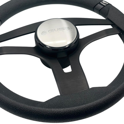 Badia Boat Steering Wheel Brushed Black Aluminum Spokes