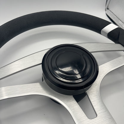 Badia Boat Steering Wheel Brushed Aluminum Spokes | LG Black Snap-in