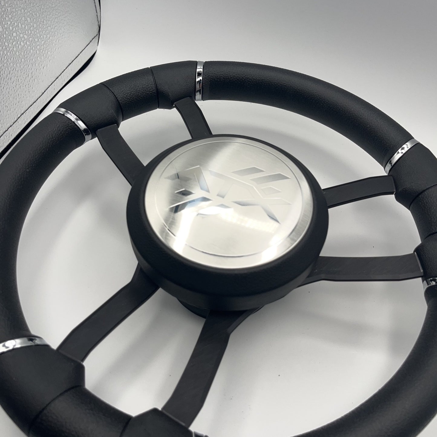 Malera Boat Steering Wheel Black Aluminum Spokes - ATX Boats