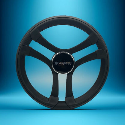 Benaco Boat Steering Wheel Black Brushed Aluminum Spokes
