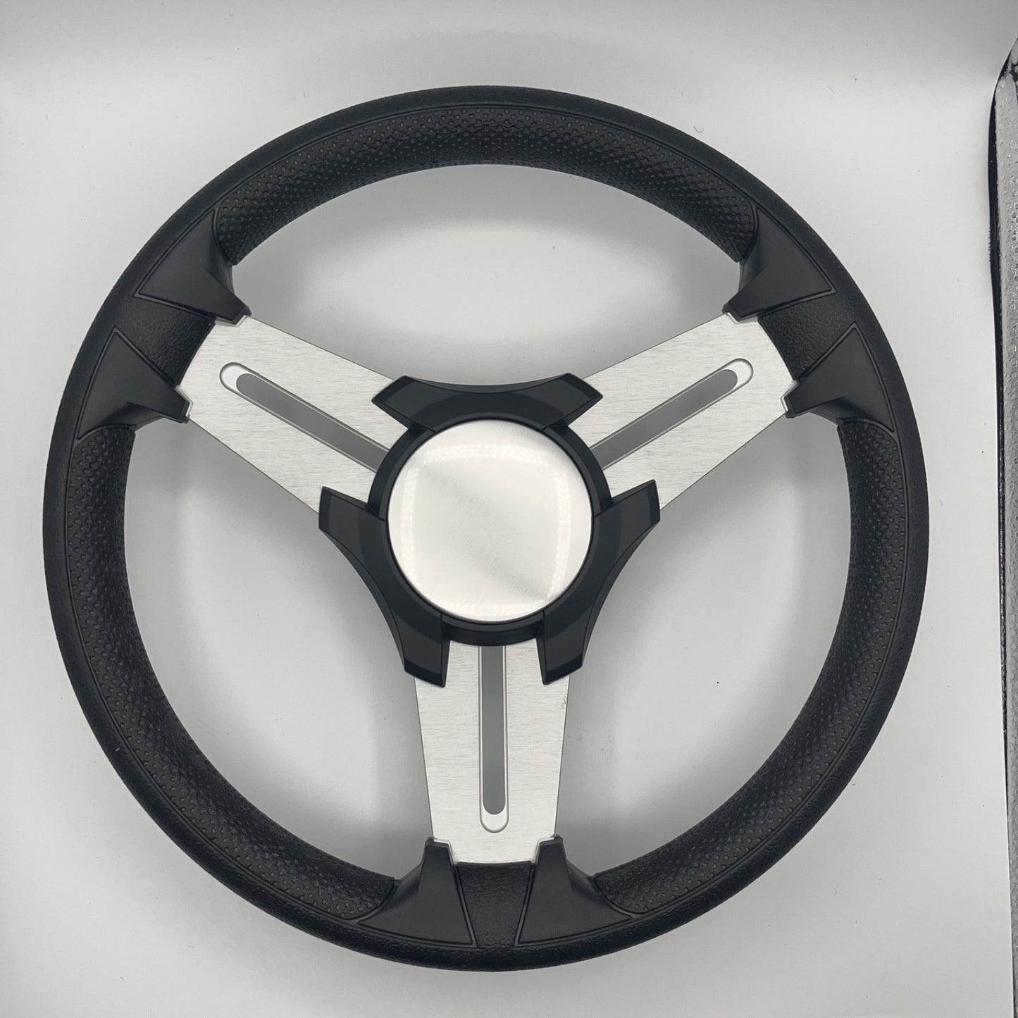 Model 15 Marine Steering Wheel Brushed Aluminum Spokes | Black Blank