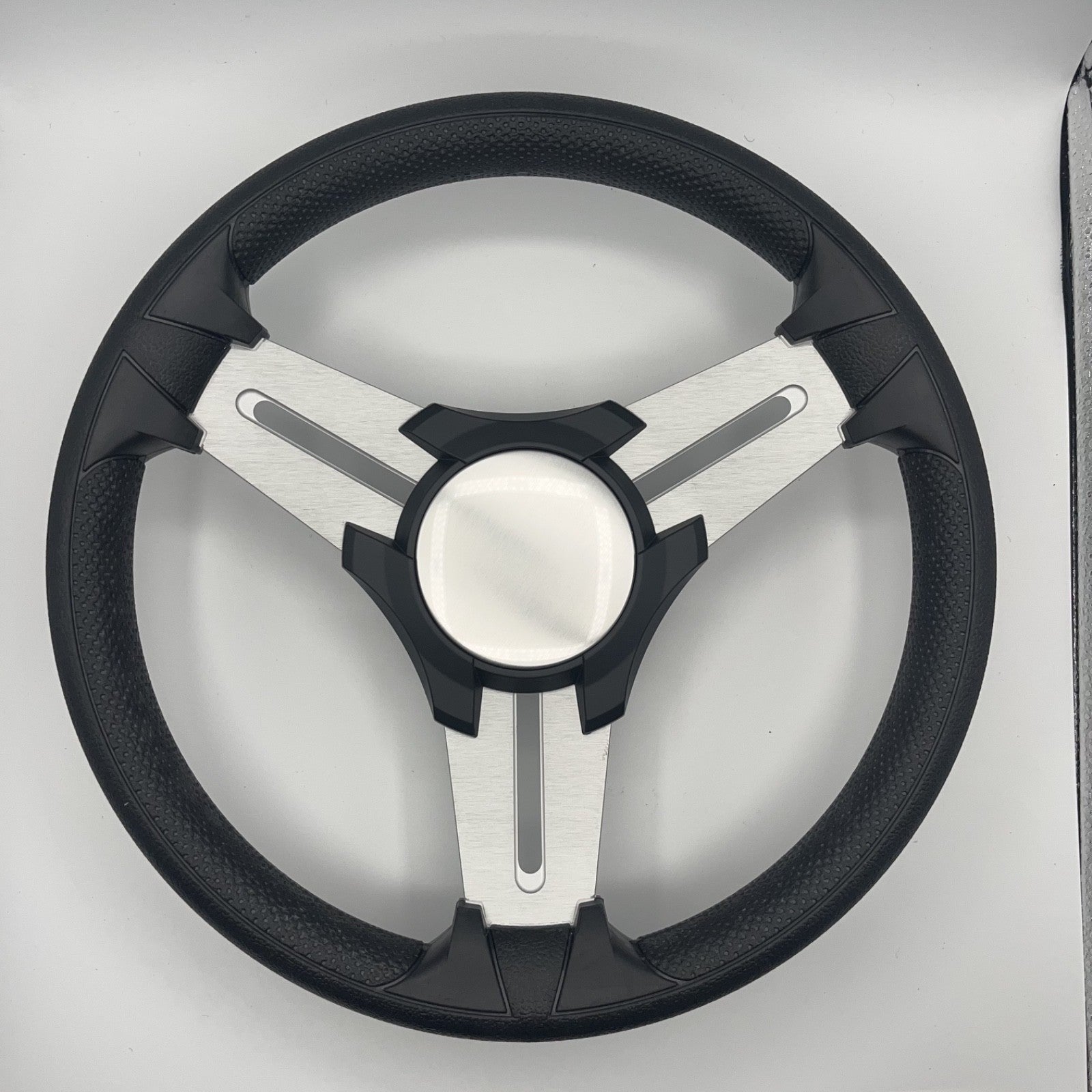 Model 15 Marine Steering Wheel Brushed Aluminum Spokes | Black Blank