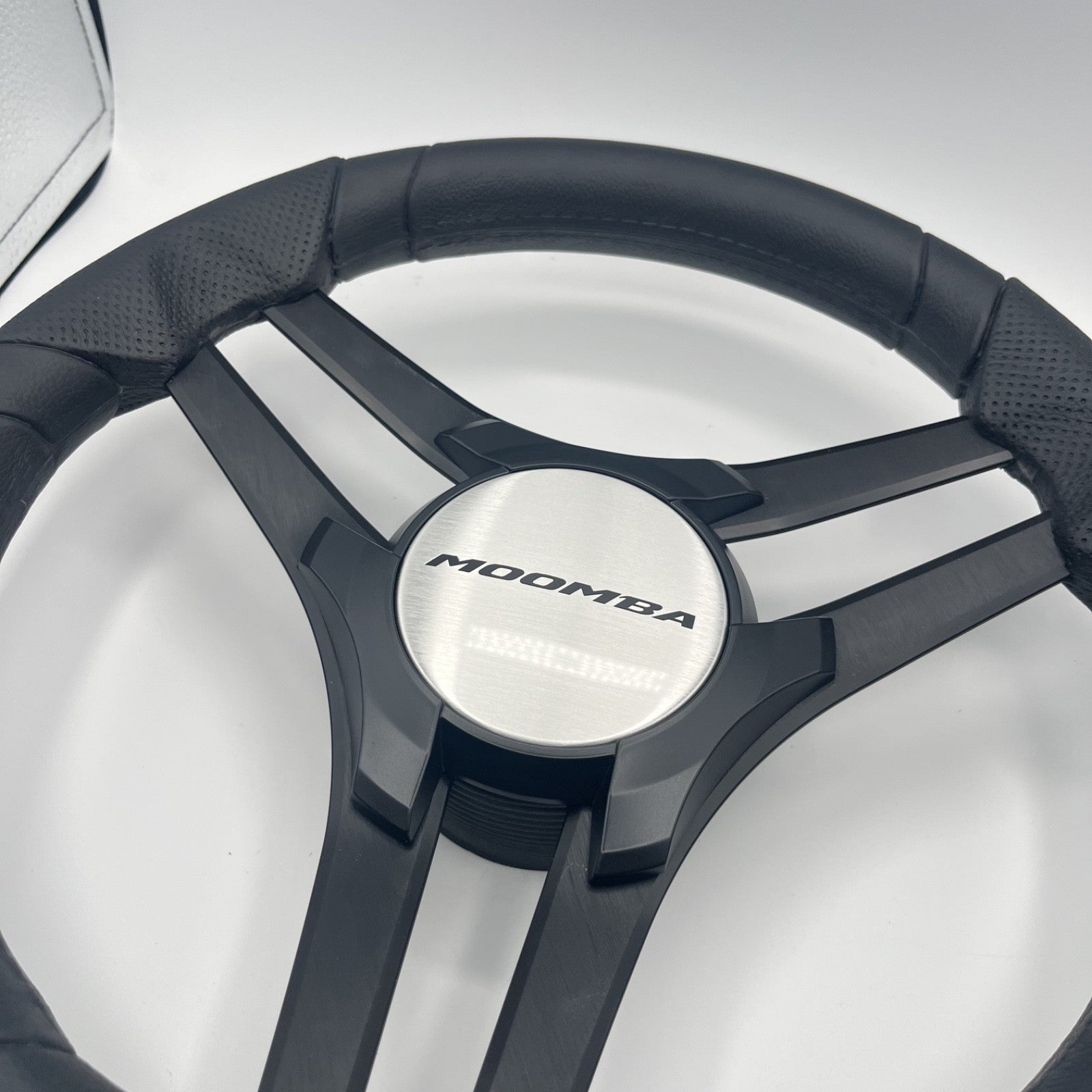 Molinara Marine Steering Wheel Black Brushed Alum Spokes | Moomba