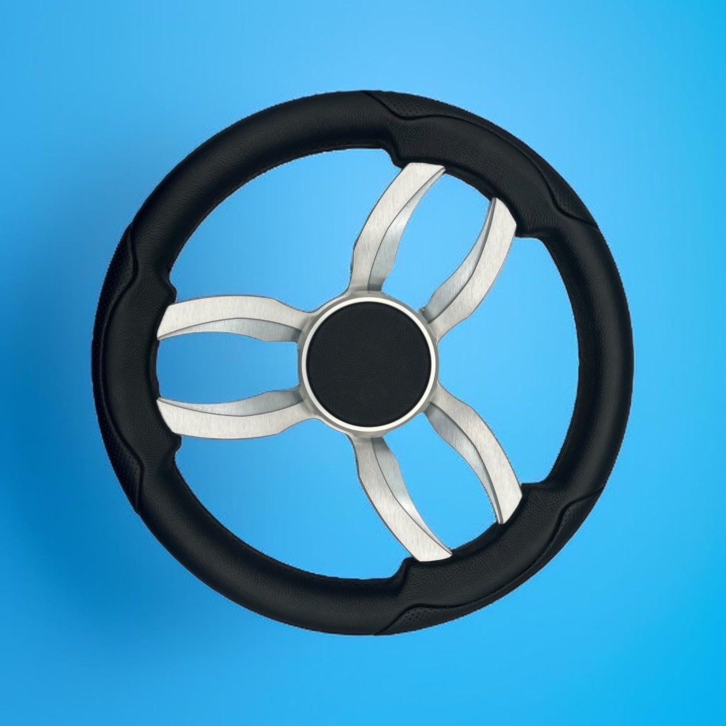 Garda Boat Steering Wheel Brushed Dual Spoke Alum | Plain Center Cap