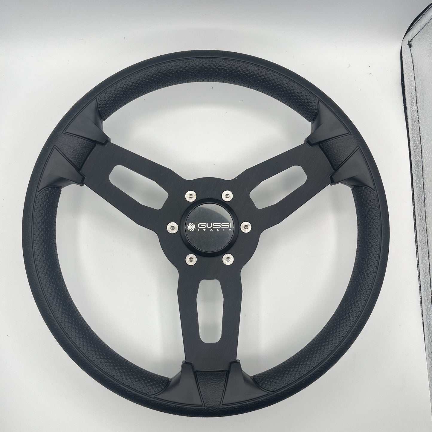 Gussi Italia Model 15 Steering Wheel Blk Brushed Alum Spokes | Gussi Stainless