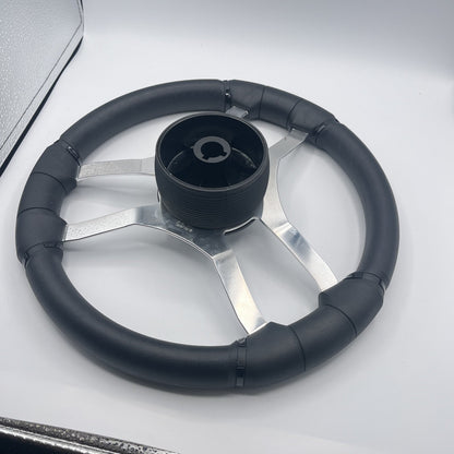 Malera Boat Steering Wheel Chrome Spokes | Blank Black Star