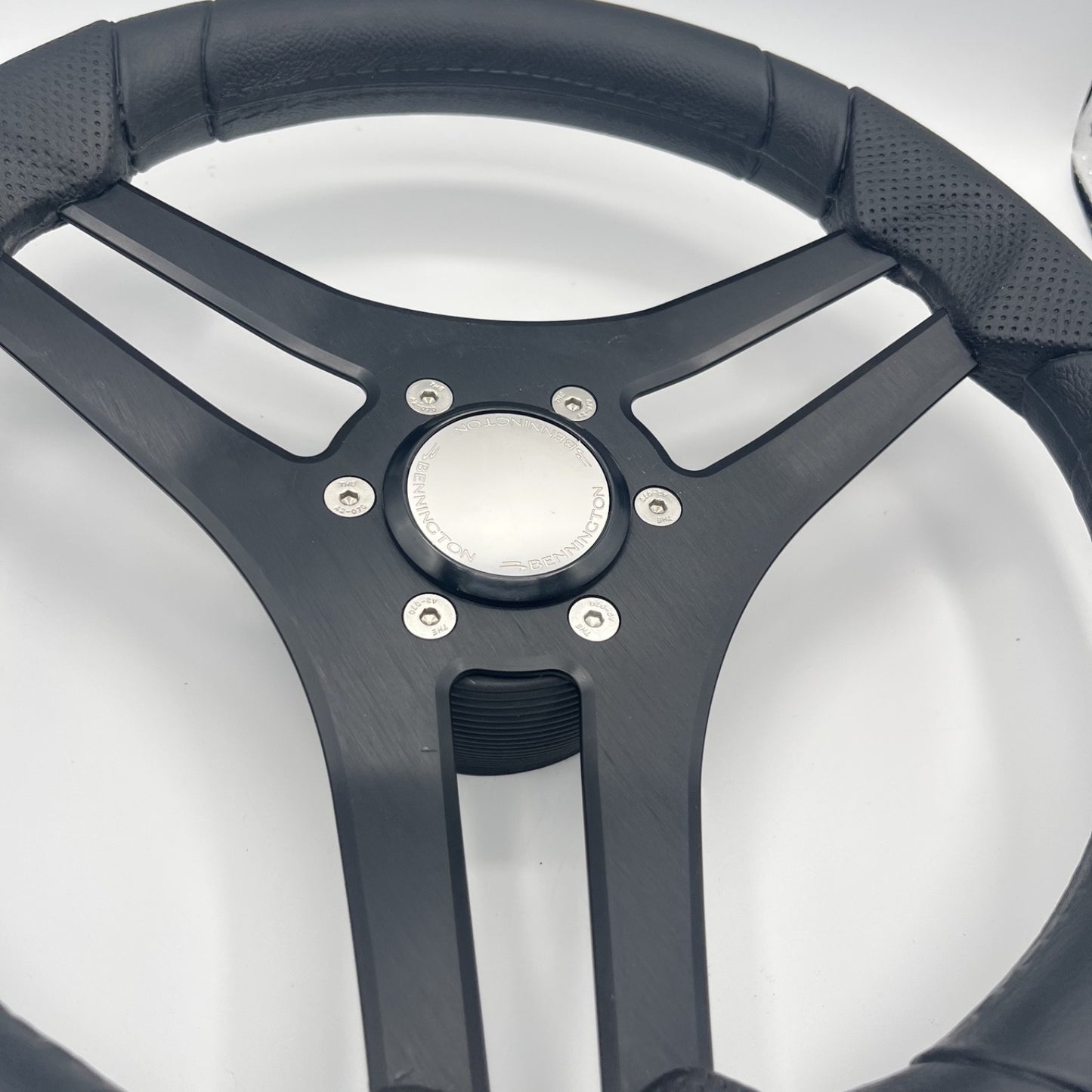 Molinara Marine Steering Wheel Black Brushed Alum Spokes | Bennington