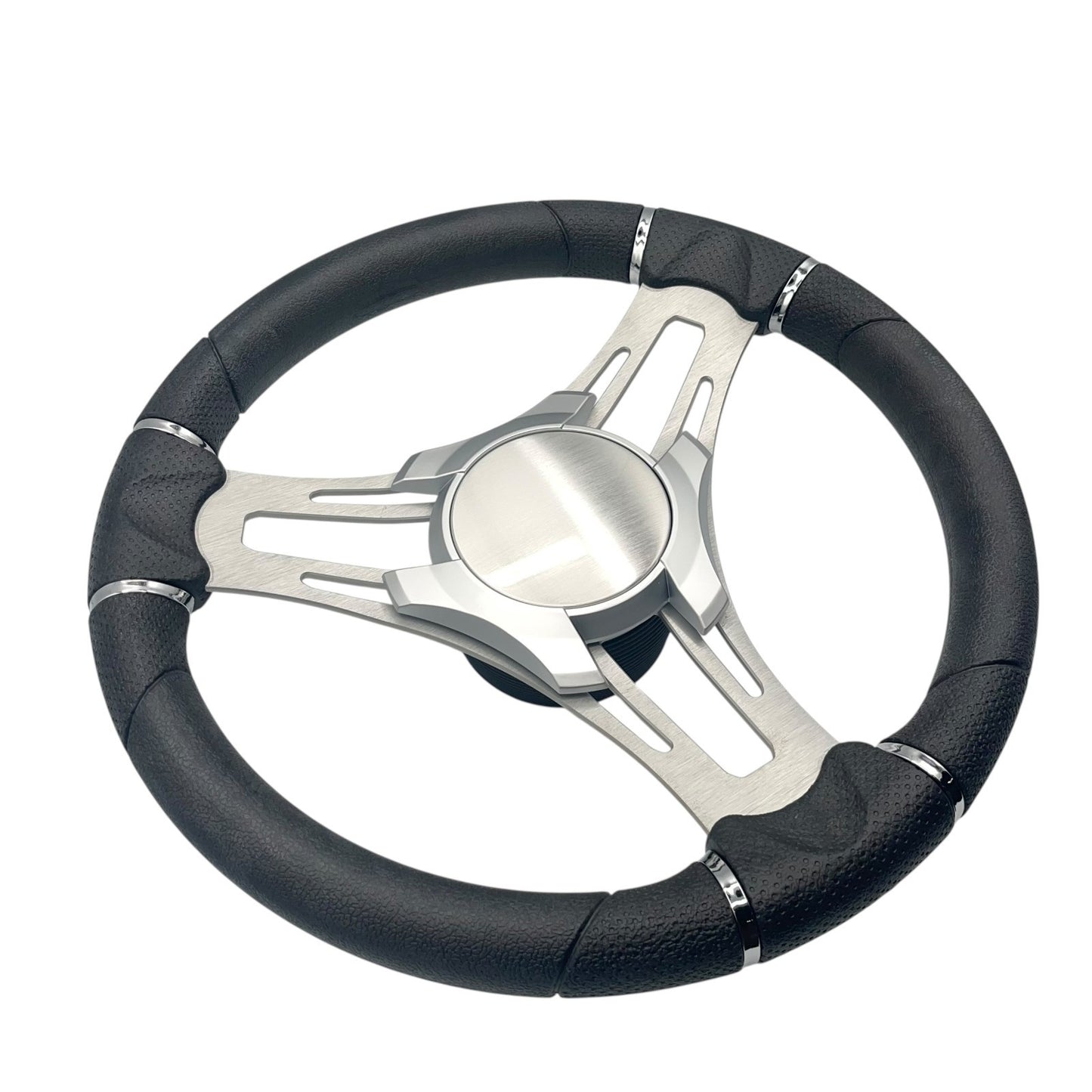 Verona Boat Steering Wheel Gray Brushed Aluminum Spokes KEYED or SPLINED HUB