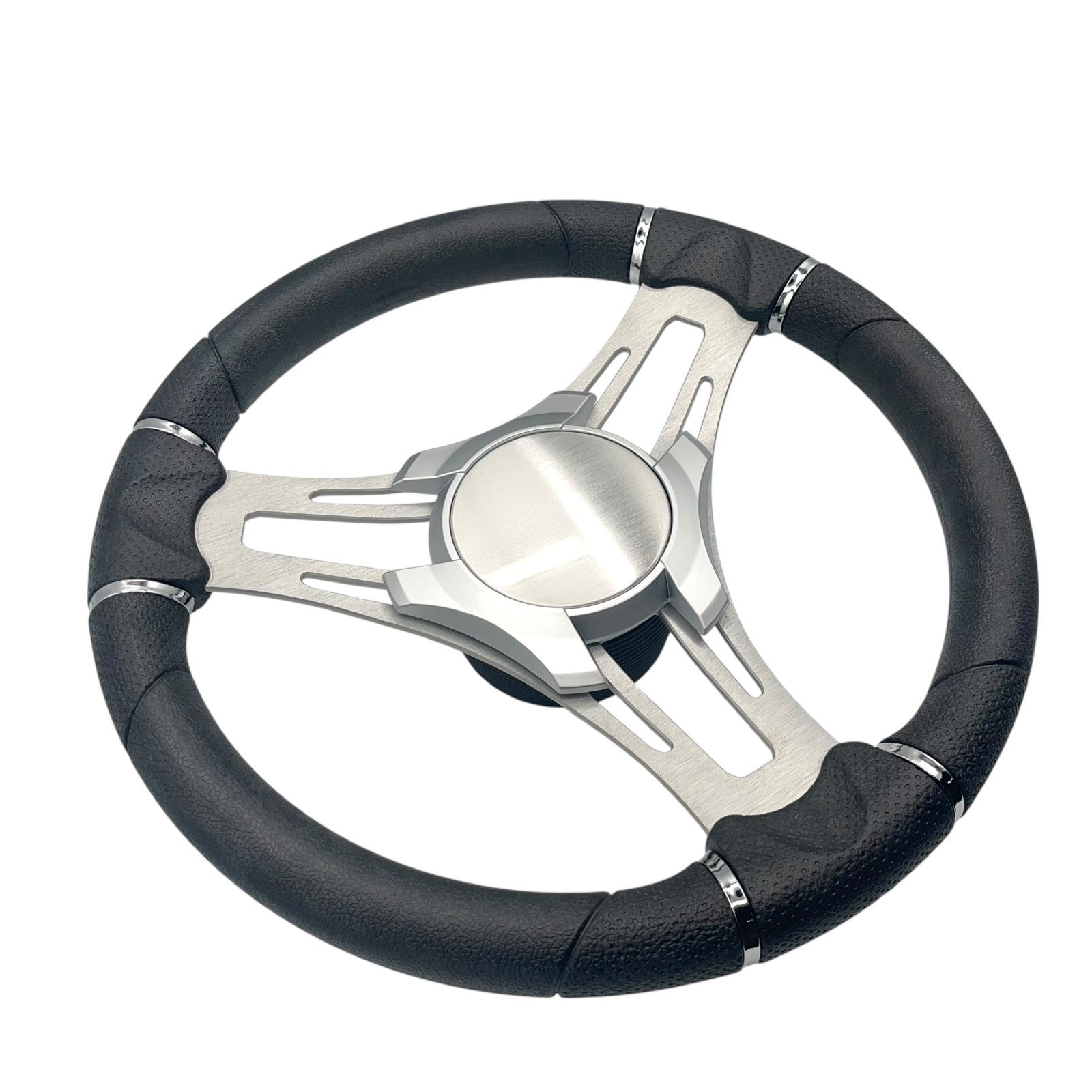 Verona Boat Steering Wheel Gray Brushed Aluminum Spokes KEYED or SPLINED HUB