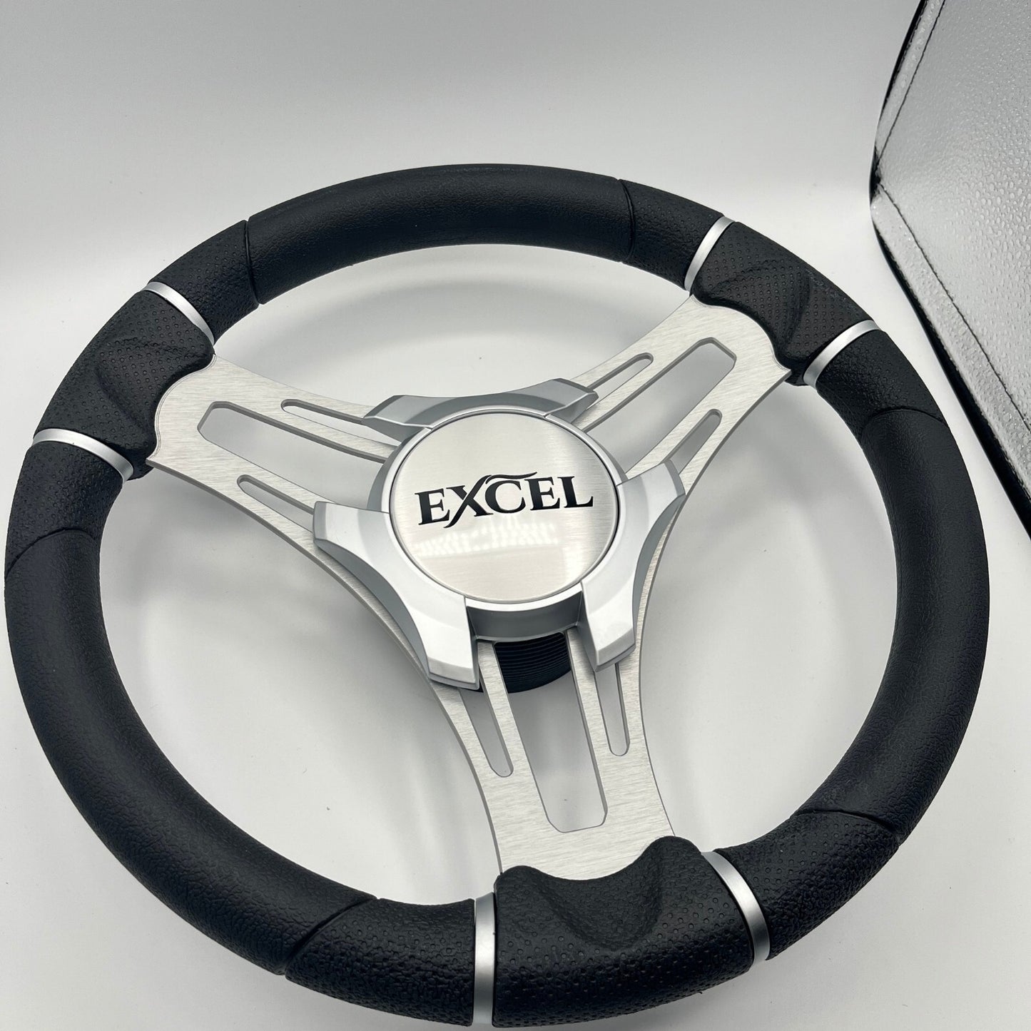 Verona Boat Steering Wheel Silver Brushed Aluminum Spokes | Excel Boats