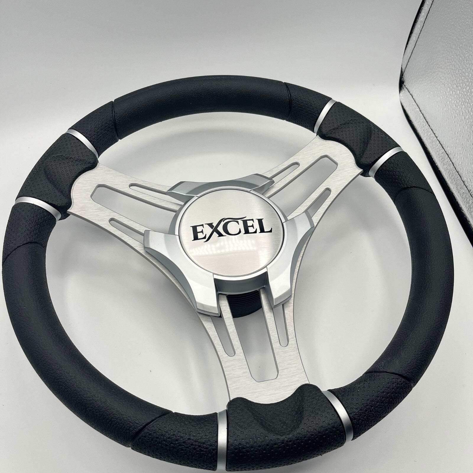 Verona Boat Steering Wheel Silver Brushed Aluminum Spokes | Excel Boats
