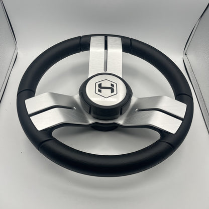 Gussi Italia Boat Steering Wheel Black Aluminum Spoke | Harris