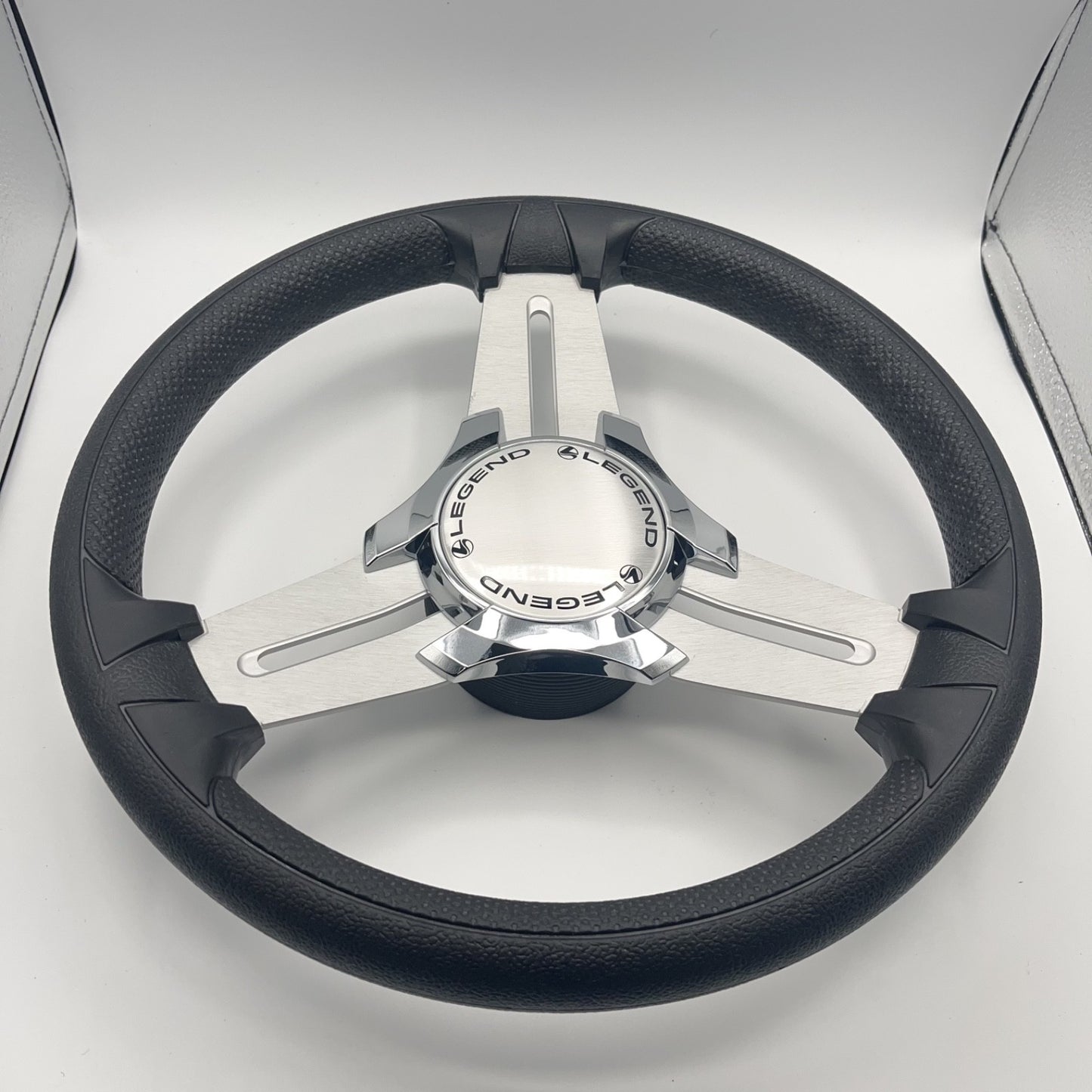 Model 15 Marine Steering Wheel Brushed Aluminum Spokes | Legend Boats