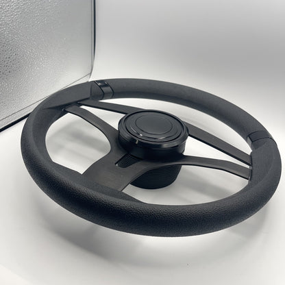 Badia Boat Steering Wheel Brushed Black Aluminum Spokes | LG Black Snap-in