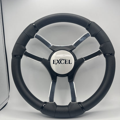 Malera Boat Steering Wheel Chrome Spokes | Excel Black Star
