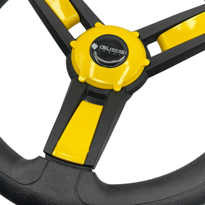 Giazza Golf Cart Steering E-Z-GO HUB Soft Touch Rim ABS Spokes - Yellow Inserts