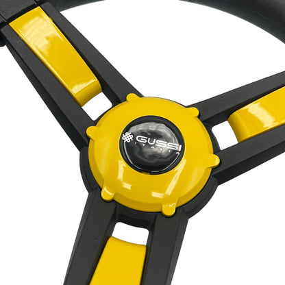 Giazza Golf Cart Steering E-Z-GO HUB Soft Touch Rim ABS Spokes - Yellow Inserts