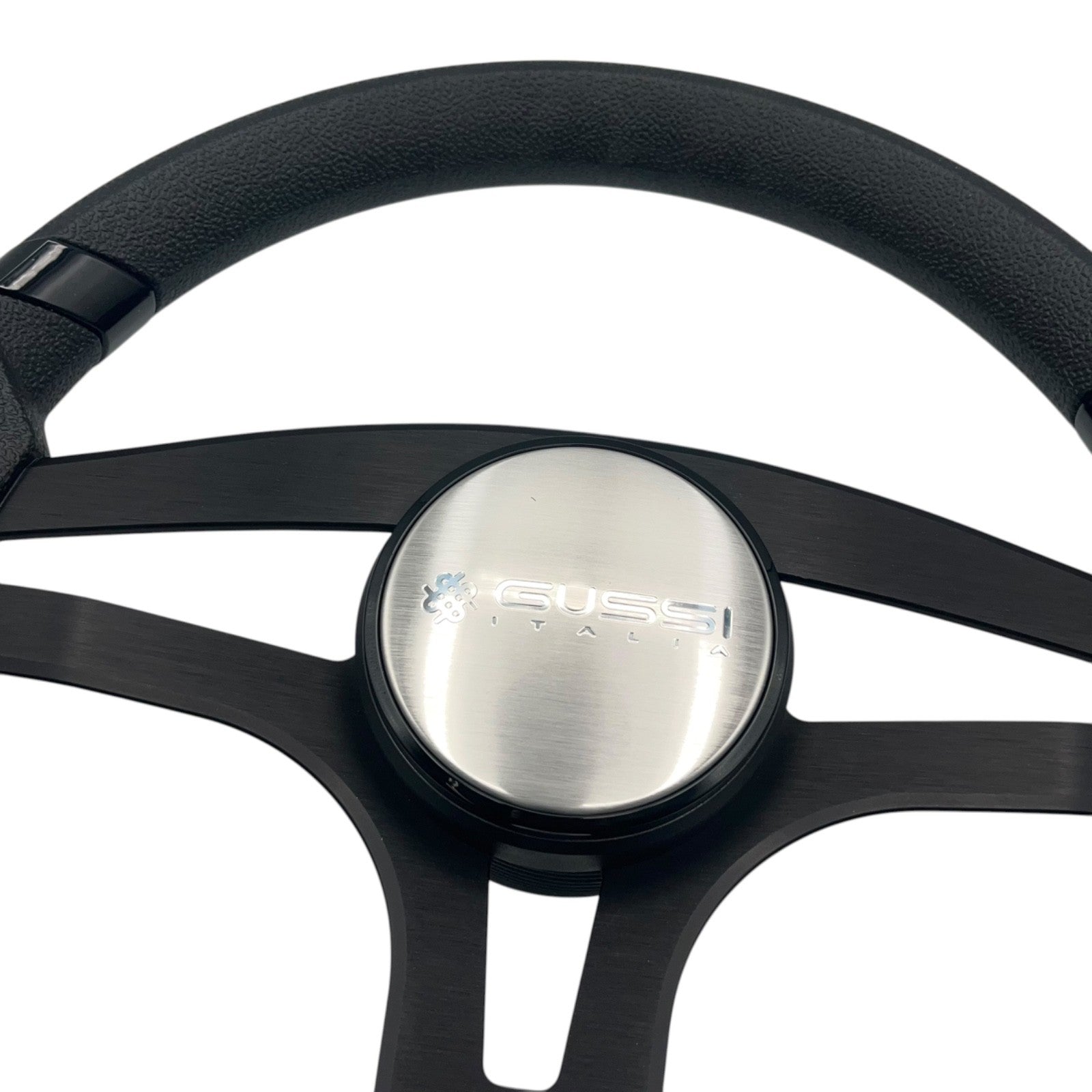 Badia Boat Steering Wheel Brushed Black Aluminum Spokes
