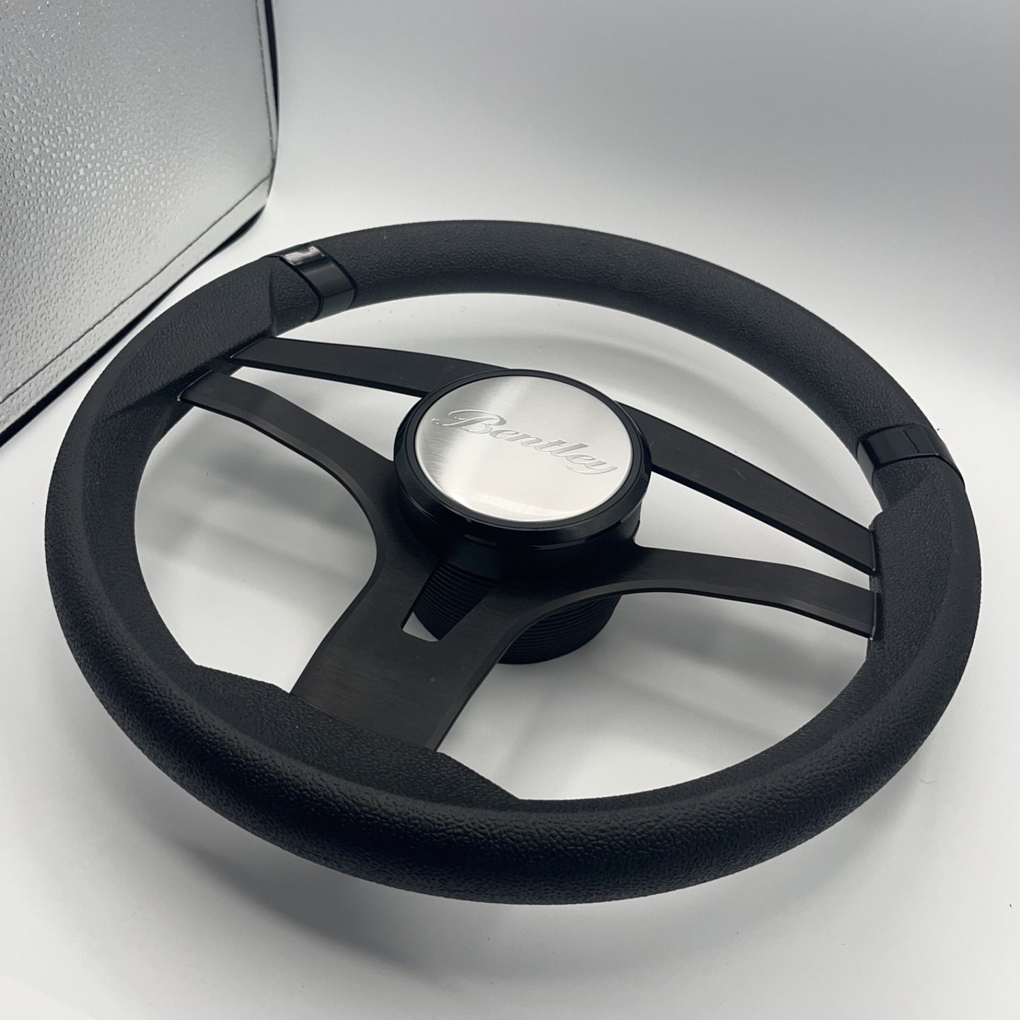 Badia Boat Steering Wheel Brushed Black Aluminum Spokes | Bentley