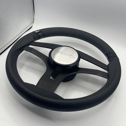 Badia Boat Steering Wheel Brushed Black Aluminum Spokes | Bentley