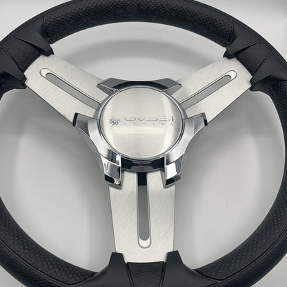 Model 15 Marine Steering Wheel Brushed Aluminum Spokes | Gussi Logo
