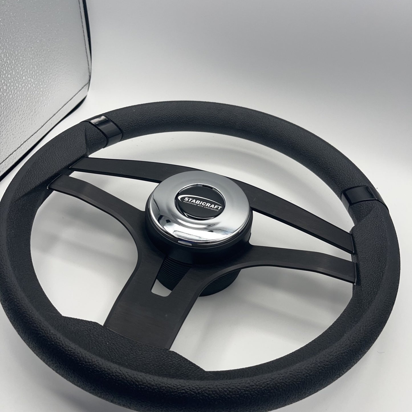Badia Boat Steering Wheel Brushed Black Aluminum Spokes | Stabicraft