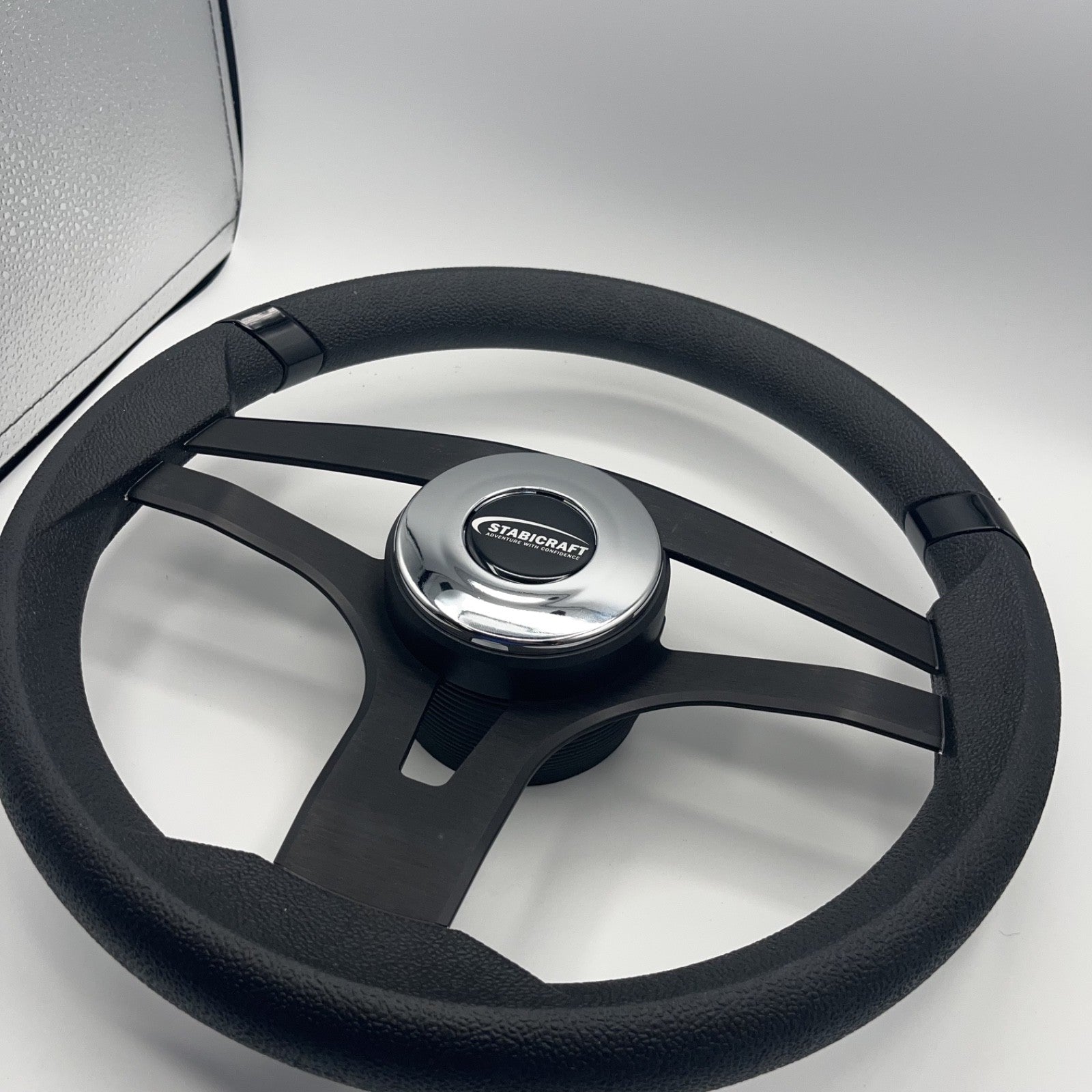 Badia Boat Steering Wheel Brushed Black Aluminum Spokes | Stabicraft